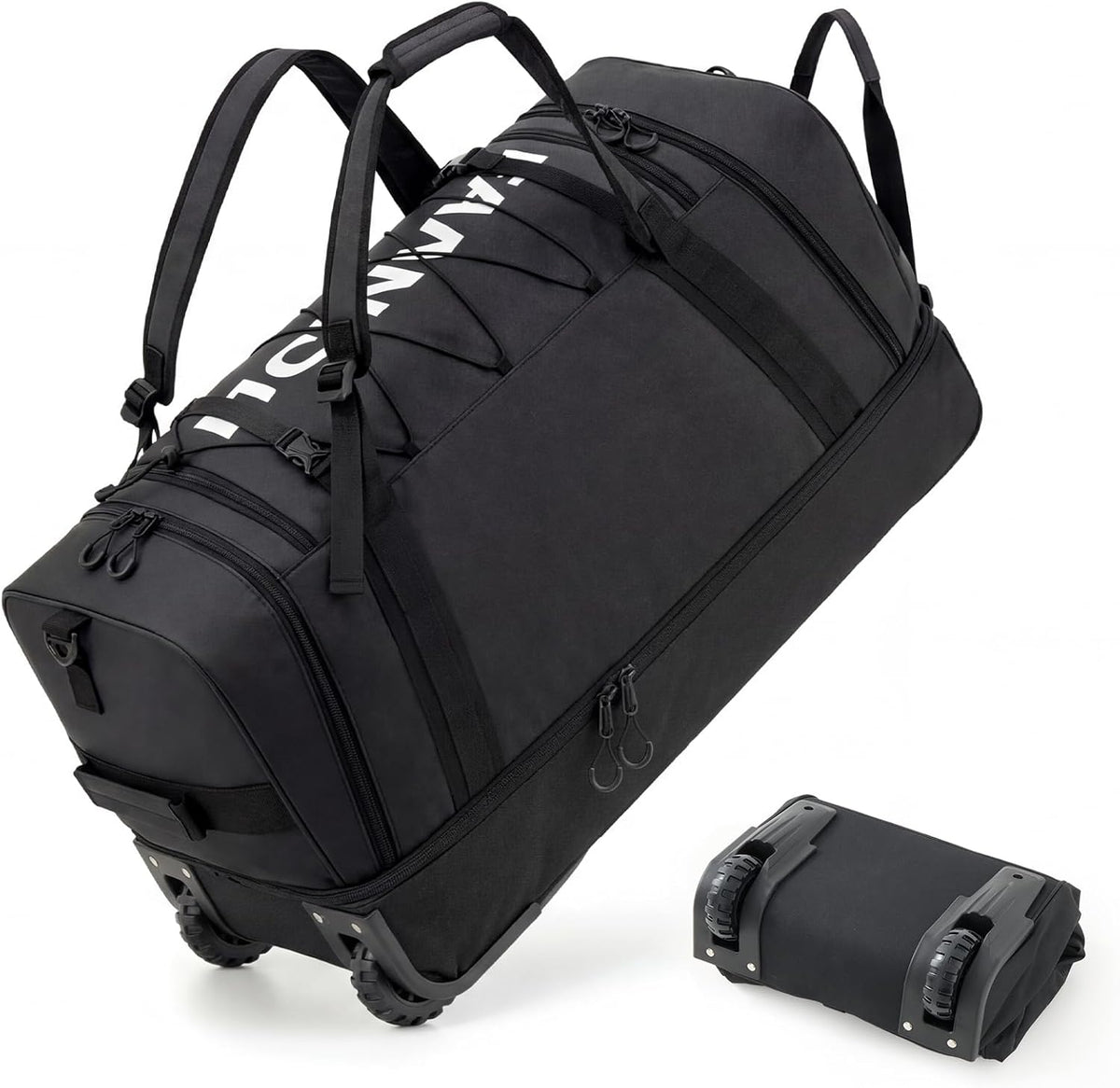 Collapsible & Expandable 100L-120L Large Rolling Duffle Bag - 30'' Waterproof Wheeled Luggage with No-Sag Heavyload Design, Lock & Soft Handle for Travel, Camping, Dorm, Moving (Red-2)