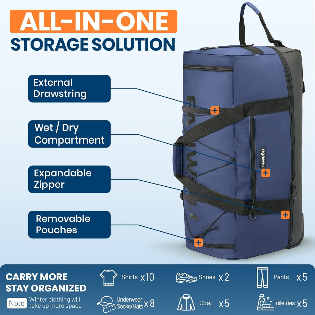 Collapsible & Expandable 100L-120L Large Rolling Duffle Bag - 30'' Waterproof Wheeled Luggage with No-Sag Heavyload Design, Lock & Soft Handle for Travel, Camping, Dorm, Moving (Red-2)