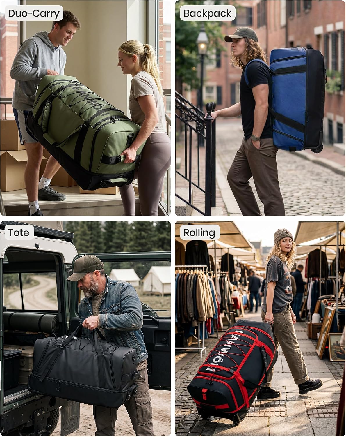 Collapsible & Expandable 100L-120L Large Rolling Duffle Bag - 30'' Waterproof Wheeled Luggage with No-Sag Heavyload Design, Lock & Soft Handle for Travel, Camping, Dorm, Moving (Red-2)