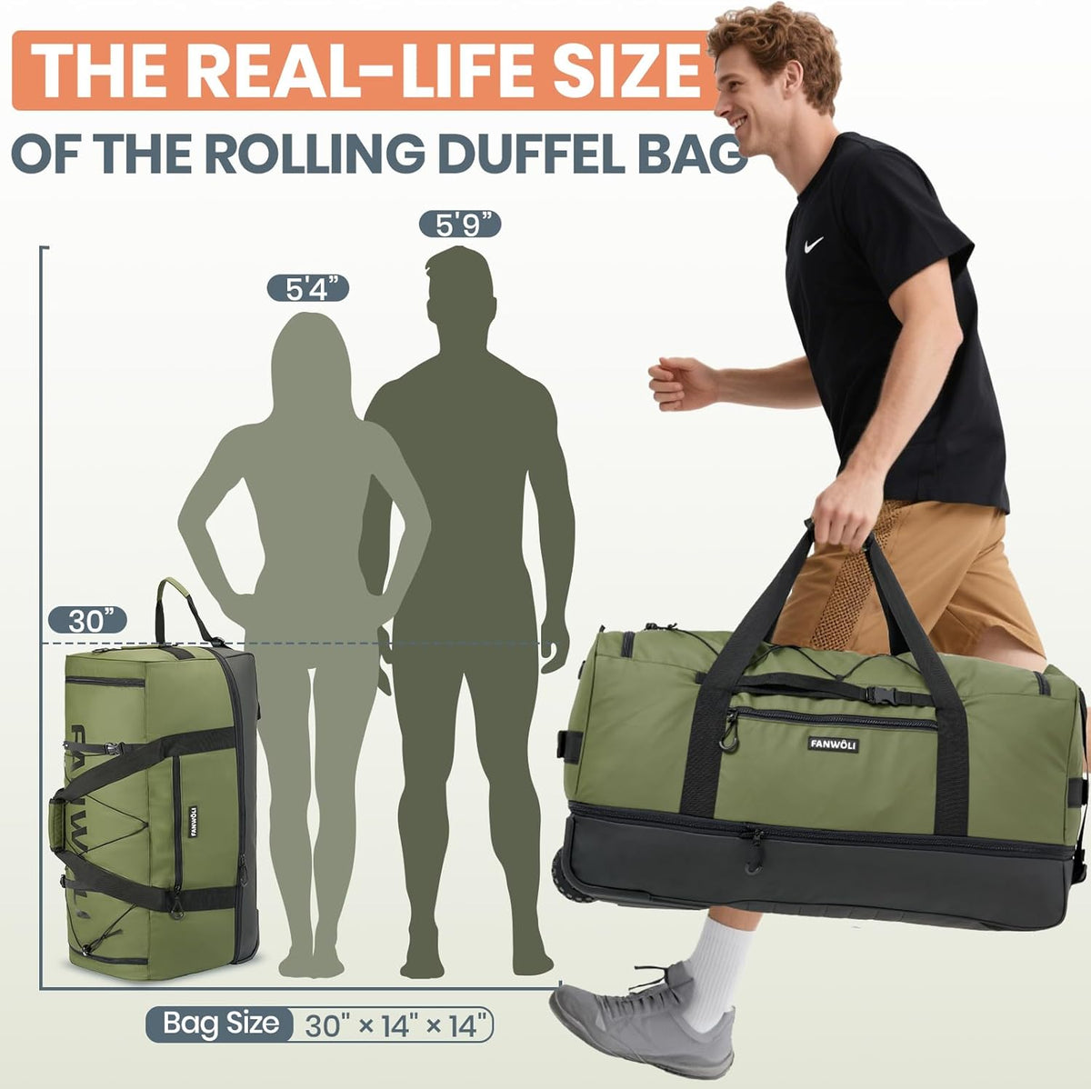 Collapsible & Expandable 100L-120L Large Rolling Duffle Bag - 30'' Waterproof Wheeled Luggage with No-Sag Heavyload Design, Lock & Soft Handle for Travel, Camping, Dorm, Moving (Red-2)