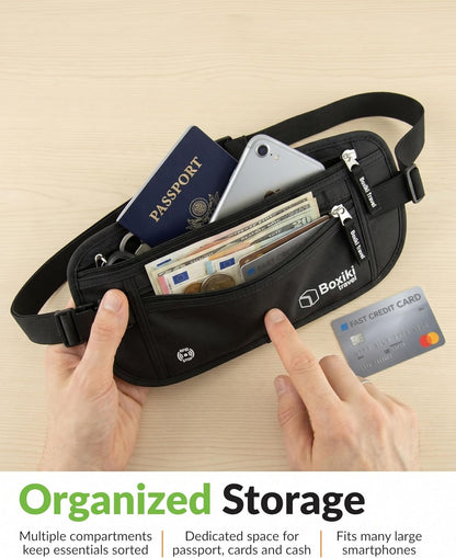 RFID Blocking Money Belt for Travel – Ultra Comfortable Hidden Travel Wallet, Lightweight & Water-Resistant with Adjustable Strap – Secure Cash & Passport Holder for International Trips & Theme Parks