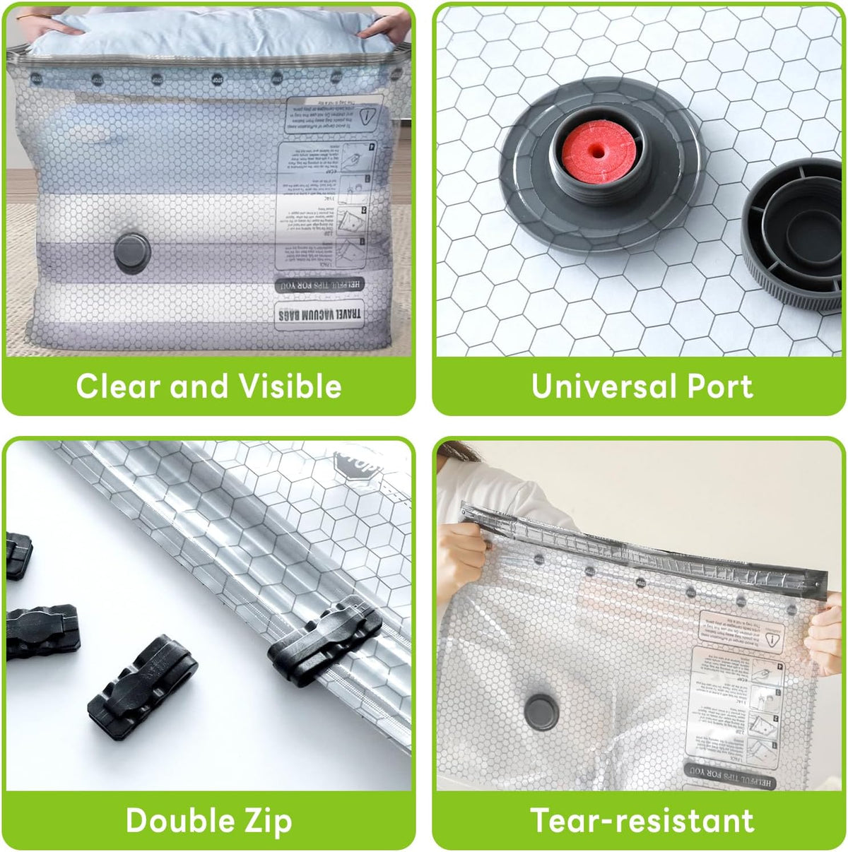 15 Pack Vacuum Bags for Travel with USB Pump,Cordless Travel Vacuum Bag Set for Luggage and Suitcase,Portable Space Saver Storage Seal Packing Bags for Clothing