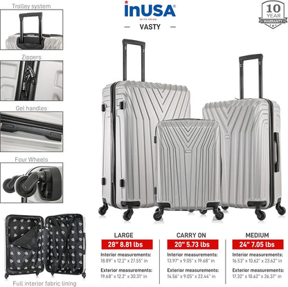 VASTY Luggage with Spinner Wheels | Durable Lightweight Hardshell Suitcase, Travel Bag with Handle and Trolley, 20-Inch Carry On Small Luggage | Black