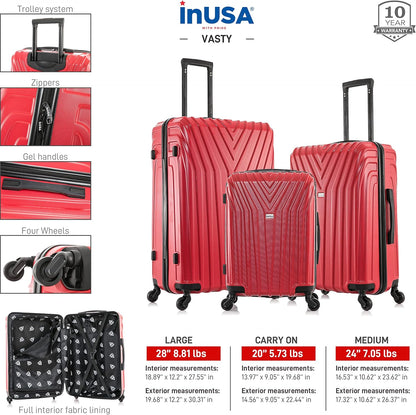 VASTY Luggage with Spinner Wheels | Durable Lightweight Hardshell Suitcase, Travel Bag with Handle and Trolley, 20-Inch Carry On Small Luggage | Black