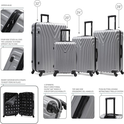 VASTY Luggage with Spinner Wheels | Durable Lightweight Hardshell Suitcase, Travel Bag with Handle and Trolley, 20-Inch Carry On Small Luggage | Black
