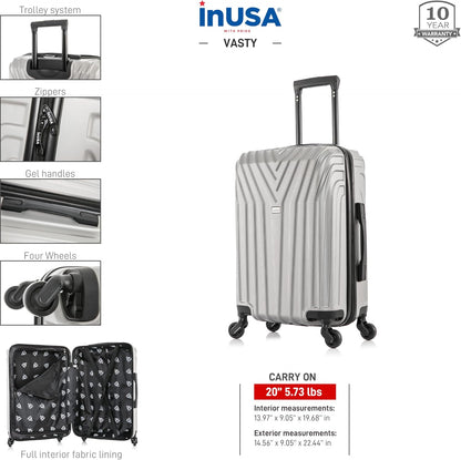 VASTY Luggage with Spinner Wheels | Durable Lightweight Hardshell Suitcase, Travel Bag with Handle and Trolley, 20-Inch Carry On Small Luggage | Black