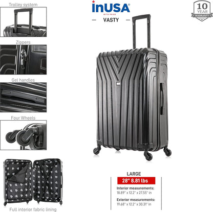 VASTY Luggage with Spinner Wheels | Durable Lightweight Hardshell Suitcase, Travel Bag with Handle and Trolley, 20-Inch Carry On Small Luggage | Black