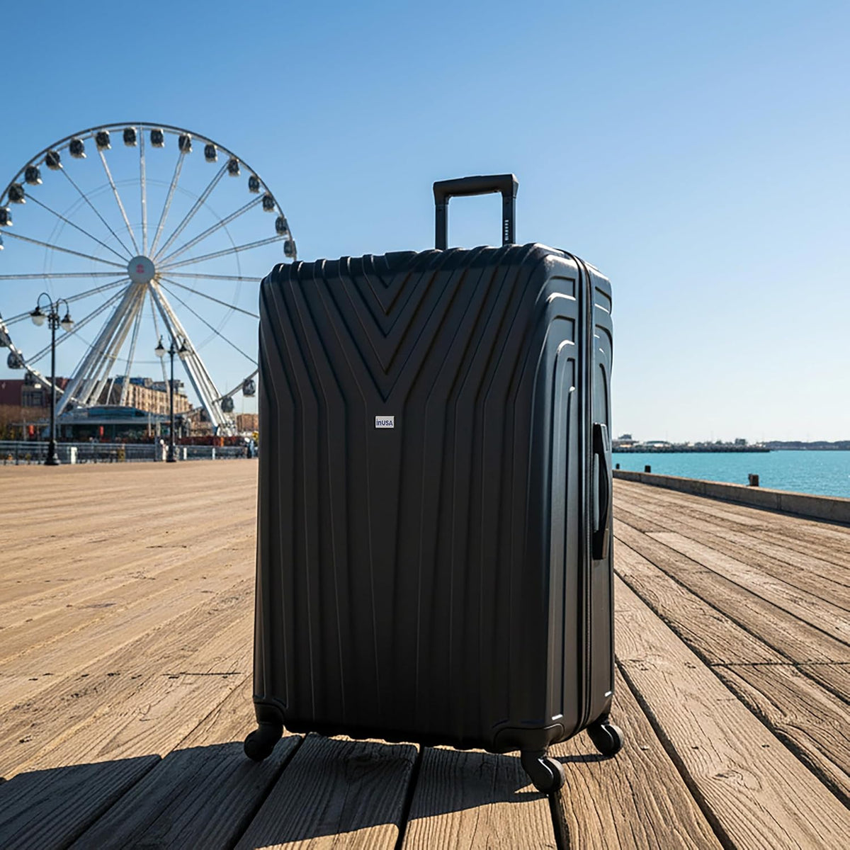 VASTY Luggage with Spinner Wheels | Durable Lightweight Hardshell Suitcase, Travel Bag with Handle and Trolley, 20-Inch Carry On Small Luggage | Black