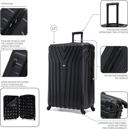 VASTY Luggage with Spinner Wheels | Durable Lightweight Hardshell Suitcase, Travel Bag with Handle and Trolley, 20-Inch Carry On Small Luggage | Black
