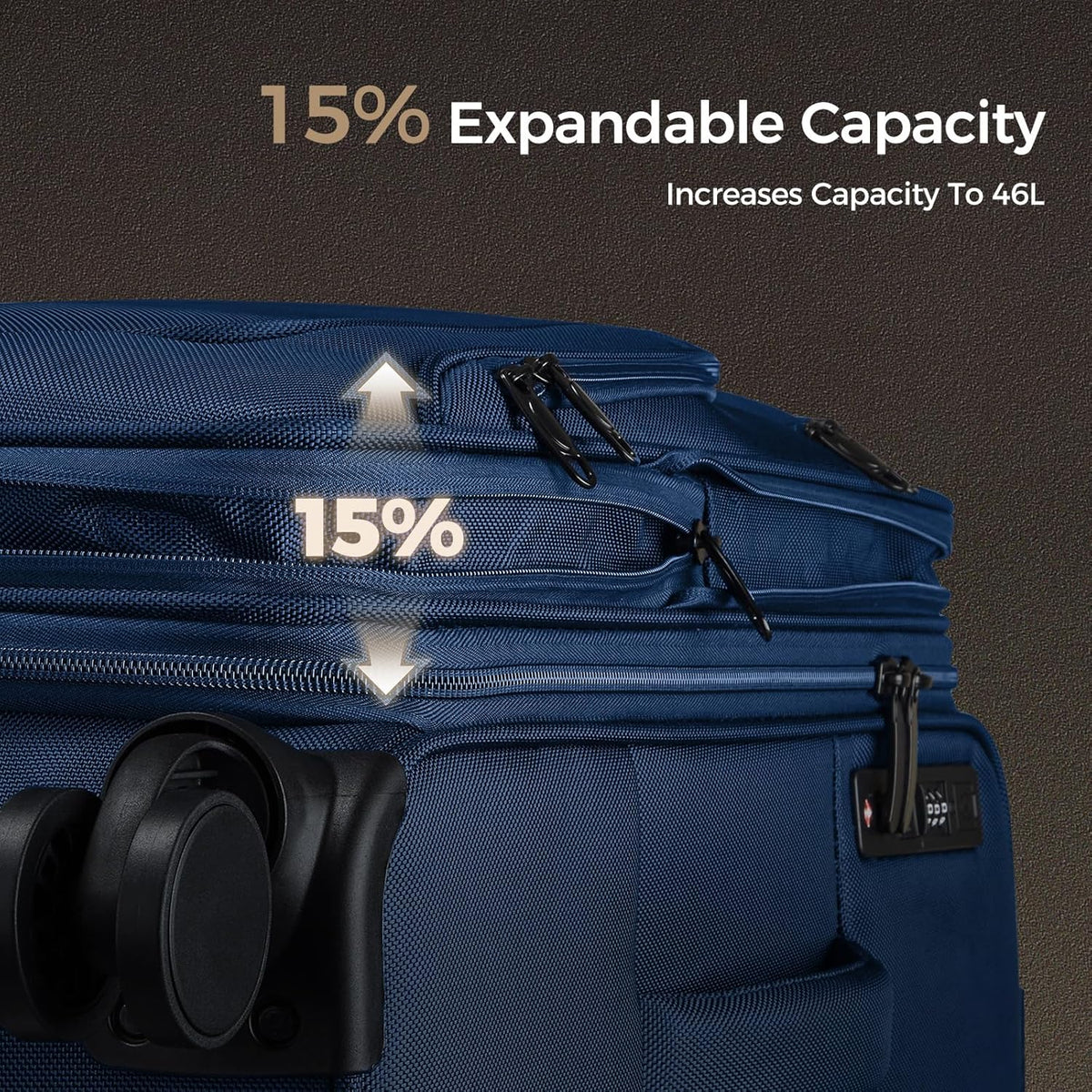 Softside Top Opening Carry On Luggage 22x14x9 Airline Approved, 20 Inch USB Port Suitcases with Spinner Wheels, Expandable luggage with TSA Lock for Women Men (Blue, 20 Inch)