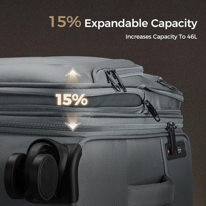 Softside Top Opening Carry On Luggage 22x14x9 Airline Approved, 20 Inch USB Port Suitcases with Spinner Wheels, Expandable luggage with TSA Lock for Women Men (Blue, 20 Inch)