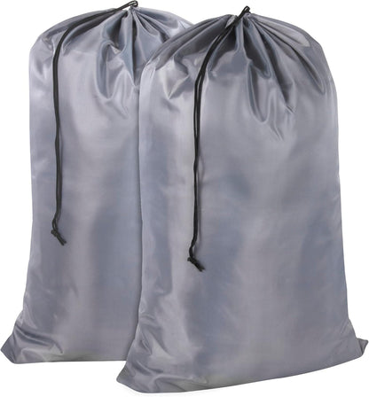 Washable Drawstring Laundry Bags 2 Pack Extra Large Heavy Duty College Dorm Dirty Laundry Clothes Travel Bag and Gym Clothes Bag for Guys and Girls (Black "Laundry")