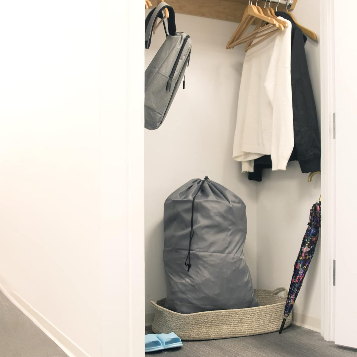 Washable Drawstring Laundry Bags 2 Pack Extra Large Heavy Duty College Dorm Dirty Laundry Clothes Travel Bag and Gym Clothes Bag for Guys and Girls (Black "Laundry")