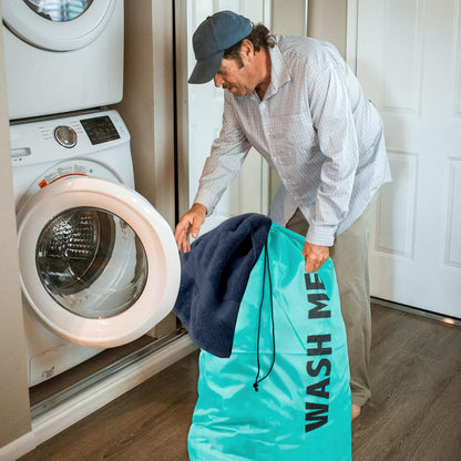 Washable Drawstring Laundry Bags 2 Pack Extra Large Heavy Duty College Dorm Dirty Laundry Clothes Travel Bag and Gym Clothes Bag for Guys and Girls (Black "Laundry")