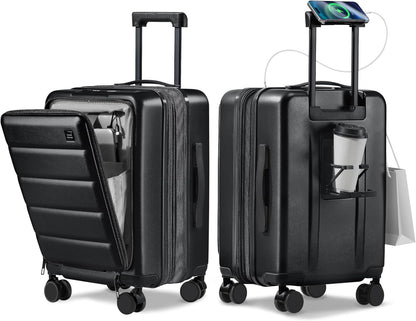 20IN Carry On Luggage Airline Approved - Expandable Hardside Suitcase with 16" Laptop Compartment, Cup Holder, Phone Mount, USB Port,TSA Lock, 360°Spinner Wheels (Forest Green)