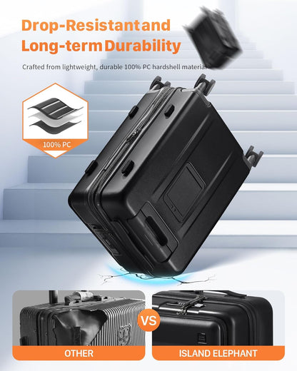 20IN Carry On Luggage Airline Approved - Expandable Hardside Suitcase with 16" Laptop Compartment, Cup Holder, Phone Mount, USB Port,TSA Lock, 360°Spinner Wheels (Forest Green)