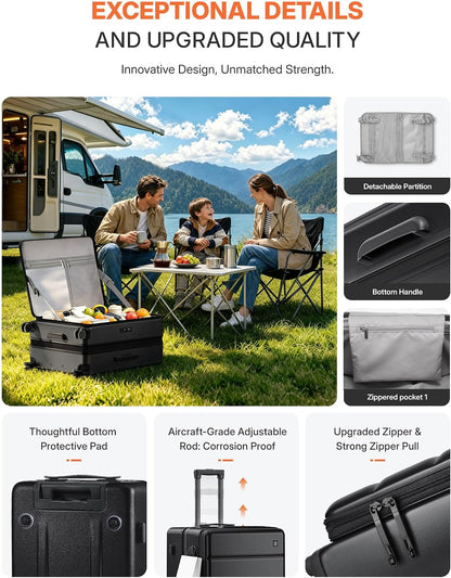 20IN Carry On Luggage Airline Approved - Expandable Hardside Suitcase with 16" Laptop Compartment, Cup Holder, Phone Mount, USB Port,TSA Lock, 360°Spinner Wheels (Forest Green)