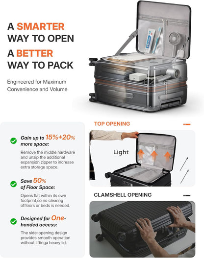 20IN Carry On Luggage Airline Approved - Expandable Hardside Suitcase with 16" Laptop Compartment, Cup Holder, Phone Mount, USB Port,TSA Lock, 360°Spinner Wheels (Forest Green)