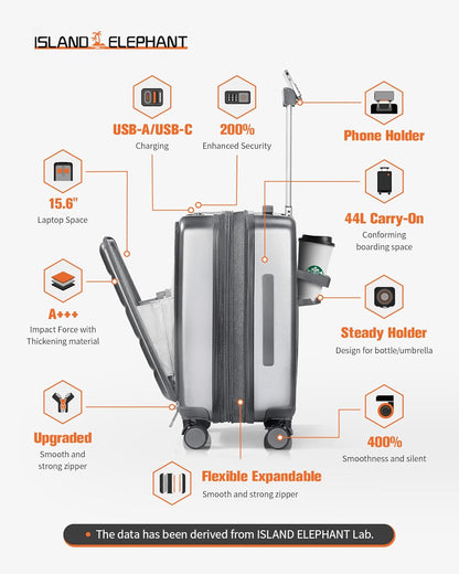20IN Carry On Luggage Airline Approved - Expandable Hardside Suitcase with 16" Laptop Compartment, Cup Holder, Phone Mount, USB Port,TSA Lock, 360°Spinner Wheels (Forest Green)