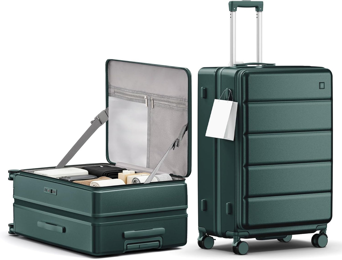 20IN Carry On Luggage Airline Approved - Expandable Hardside Suitcase with 16" Laptop Compartment, Cup Holder, Phone Mount, USB Port,TSA Lock, 360°Spinner Wheels (Forest Green)