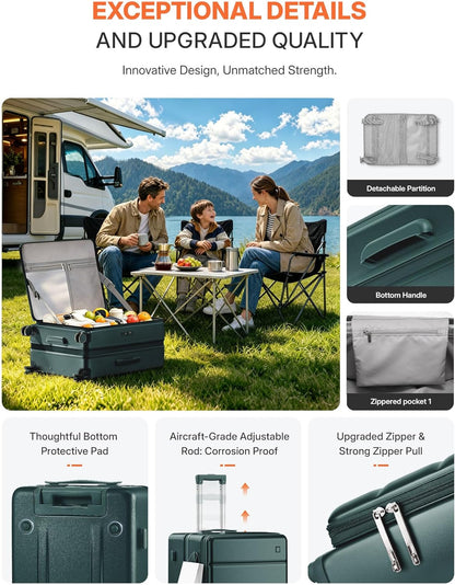 20IN Carry On Luggage Airline Approved - Expandable Hardside Suitcase with 16" Laptop Compartment, Cup Holder, Phone Mount, USB Port,TSA Lock, 360°Spinner Wheels (Forest Green)