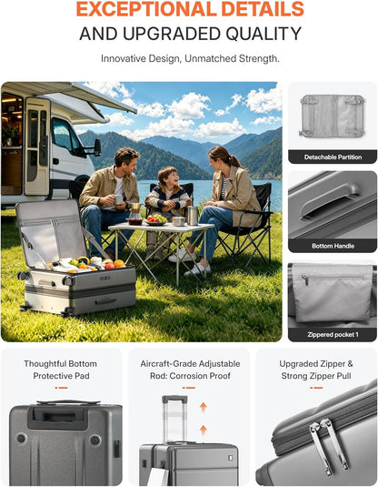 20IN Carry On Luggage Airline Approved - Expandable Hardside Suitcase with 16" Laptop Compartment, Cup Holder, Phone Mount, USB Port,TSA Lock, 360°Spinner Wheels (Forest Green)