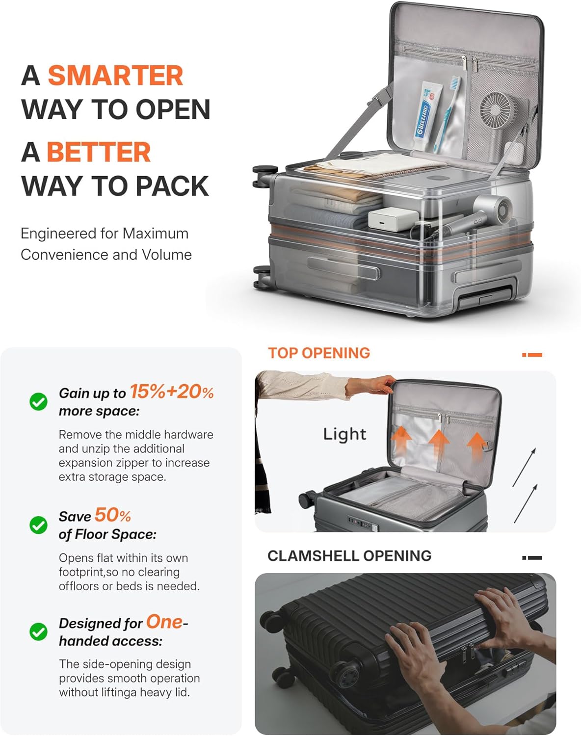 20IN Carry On Luggage Airline Approved - Expandable Hardside Suitcase with 16" Laptop Compartment, Cup Holder, Phone Mount, USB Port,TSA Lock, 360°Spinner Wheels (Forest Green)