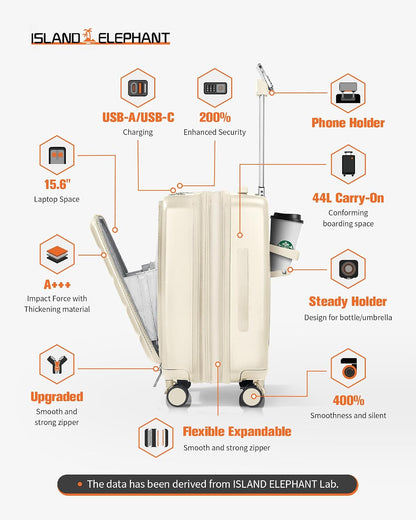 20IN Carry On Luggage Airline Approved - Expandable Hardside Suitcase with 16" Laptop Compartment, Cup Holder, Phone Mount, USB Port,TSA Lock, 360°Spinner Wheels (Forest Green)