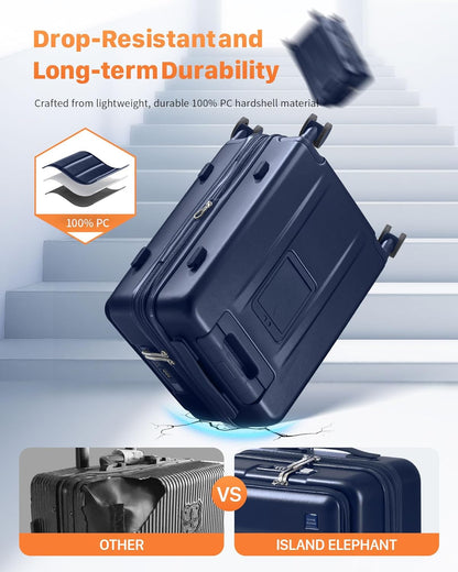 20IN Carry On Luggage Airline Approved - Expandable Hardside Suitcase with 16" Laptop Compartment, Cup Holder, Phone Mount, USB Port,TSA Lock, 360°Spinner Wheels (Forest Green)