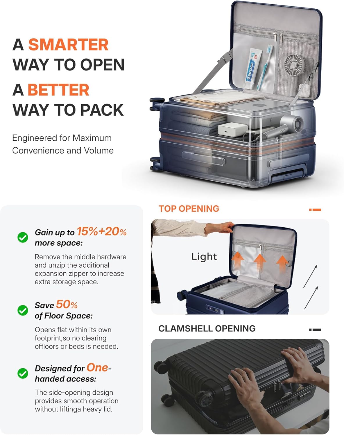 20IN Carry On Luggage Airline Approved - Expandable Hardside Suitcase with 16" Laptop Compartment, Cup Holder, Phone Mount, USB Port,TSA Lock, 360°Spinner Wheels (Forest Green)