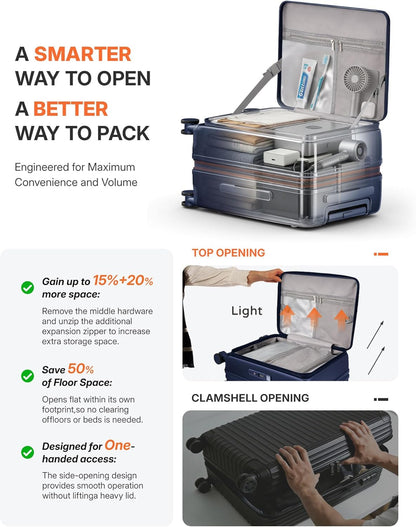 20IN Carry On Luggage Airline Approved - Expandable Hardside Suitcase with 16" Laptop Compartment, Cup Holder, Phone Mount, USB Port,TSA Lock, 360°Spinner Wheels (Forest Green)