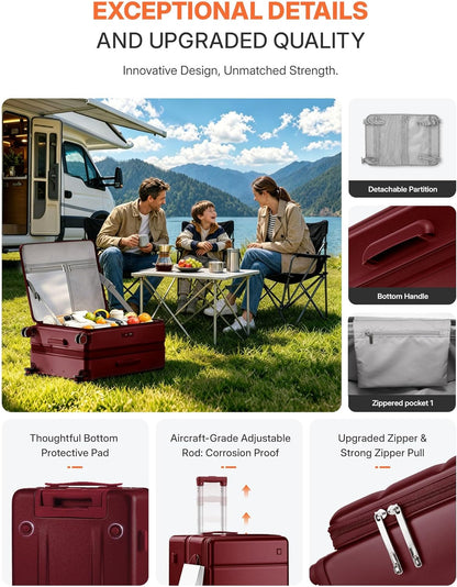 20IN Carry On Luggage Airline Approved - Expandable Hardside Suitcase with 16" Laptop Compartment, Cup Holder, Phone Mount, USB Port,TSA Lock, 360°Spinner Wheels (Forest Green)