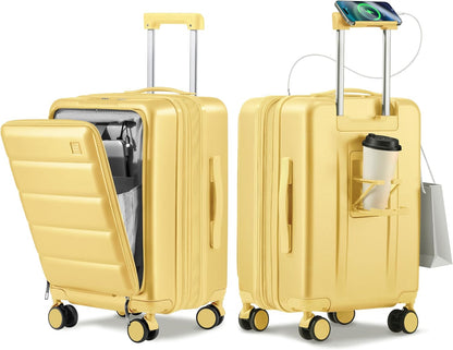 20IN Carry On Luggage Airline Approved - Expandable Hardside Suitcase with 16" Laptop Compartment, Cup Holder, Phone Mount, USB Port,TSA Lock, 360°Spinner Wheels (Forest Green)