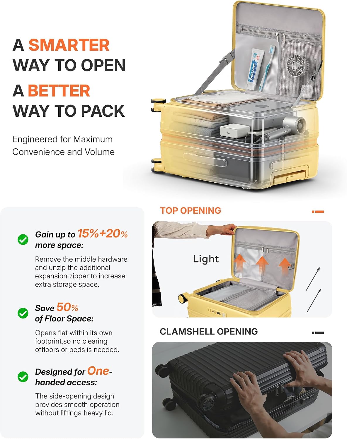 20IN Carry On Luggage Airline Approved - Expandable Hardside Suitcase with 16" Laptop Compartment, Cup Holder, Phone Mount, USB Port,TSA Lock, 360°Spinner Wheels (Forest Green)