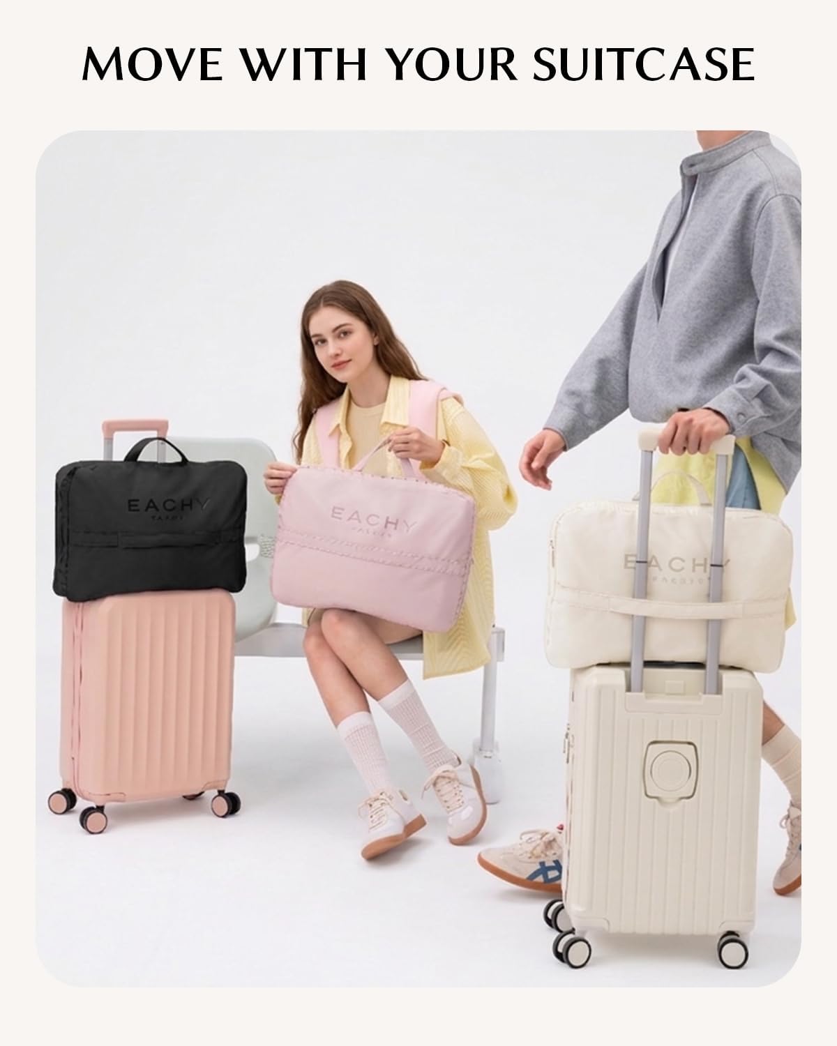 5-in-1 Compression Packing Cube, Hanging Luggage Organizer with 4 Compartments for Clothes and Underwear, Machine Washable Travel Suitcase Accessories (Pink, Large)