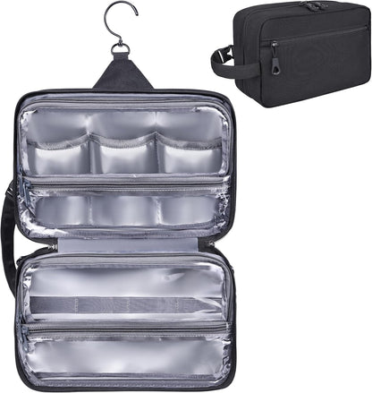 Hanging Toiletry Shower Bag, Mens Hygiene Bag for Travel Gym Business | Premium YKK Zippers, Heavy-Duty 360° Swivel Metal Hook, Water-Resistant Puncture-Proof Nylon, Clear Quick-Access Panel