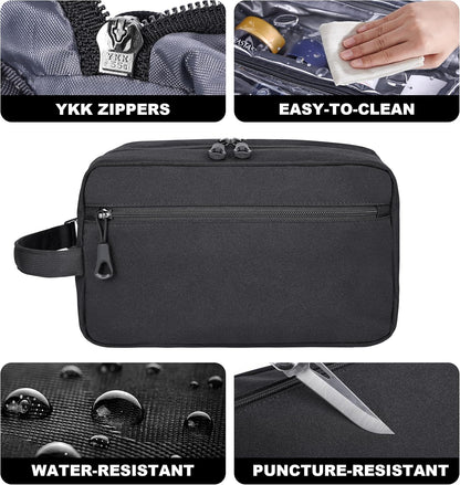 Hanging Toiletry Shower Bag, Mens Hygiene Bag for Travel Gym Business | Premium YKK Zippers, Heavy-Duty 360° Swivel Metal Hook, Water-Resistant Puncture-Proof Nylon, Clear Quick-Access Panel