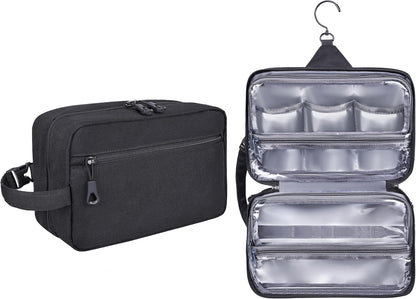 Hanging Toiletry Shower Bag, Mens Hygiene Bag for Travel Gym Business | Premium YKK Zippers, Heavy-Duty 360° Swivel Metal Hook, Water-Resistant Puncture-Proof Nylon, Clear Quick-Access Panel