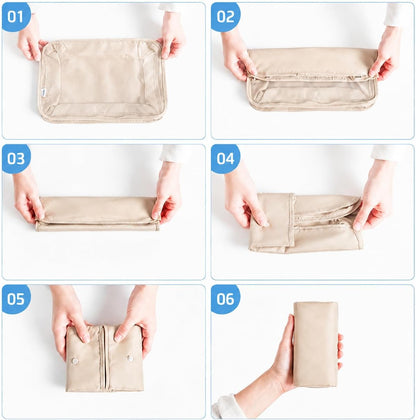 8 Set Packing Cubes for Travel Essentials With Hanging Toiletry Bag for Women, Lightweight Suitcase Organizer Bags with Mackup bag, Carry-On Luggage Accessories (Beige)