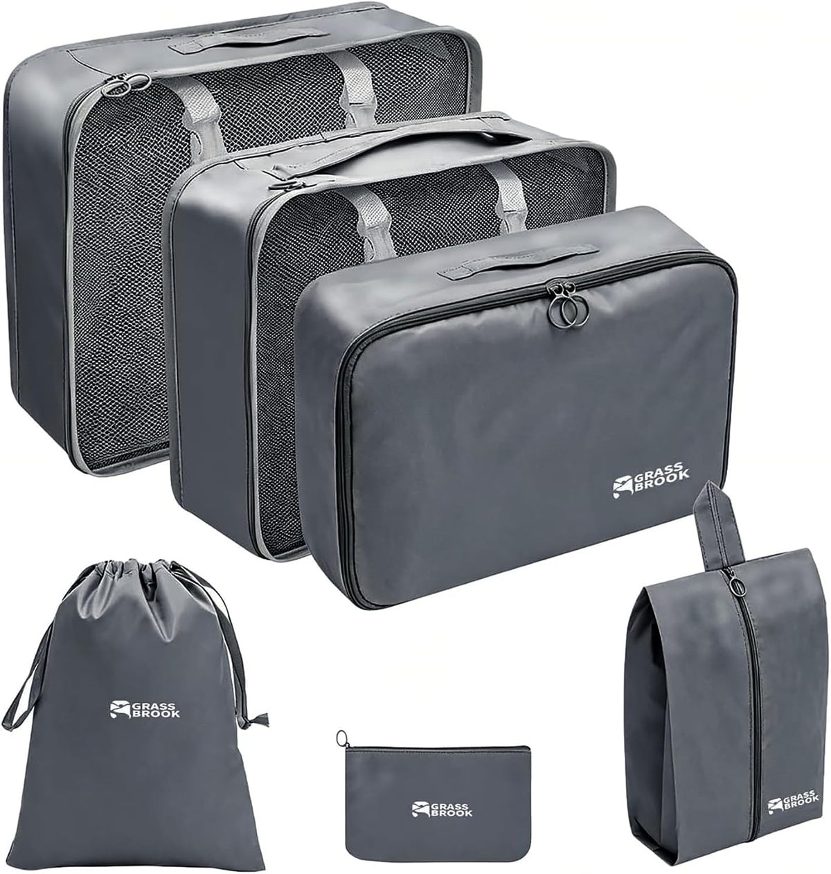 8 Set Packing Cubes for Travel Essentials With Hanging Toiletry Bag for Women, Lightweight Suitcase Organizer Bags with Mackup bag, Carry-On Luggage Accessories (Beige)