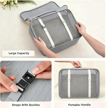 8 Set Packing Cubes for Travel Essentials With Hanging Toiletry Bag for Women, Lightweight Suitcase Organizer Bags with Mackup bag, Carry-On Luggage Accessories (Beige)