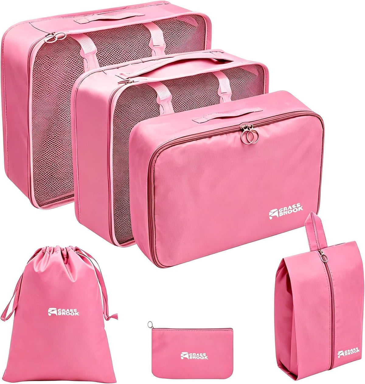 8 Set Packing Cubes for Travel Essentials With Hanging Toiletry Bag for Women, Lightweight Suitcase Organizer Bags with Mackup bag, Carry-On Luggage Accessories (Beige)