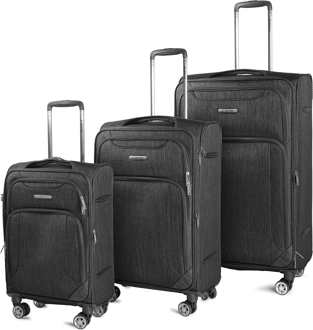 Ultra Lightweight Softside Luggage with Spinner Wheels, Set of 3, Expandable Suitcase with Retractable Handle and ID Tag, and Interlocking Zippers with TSA Lock