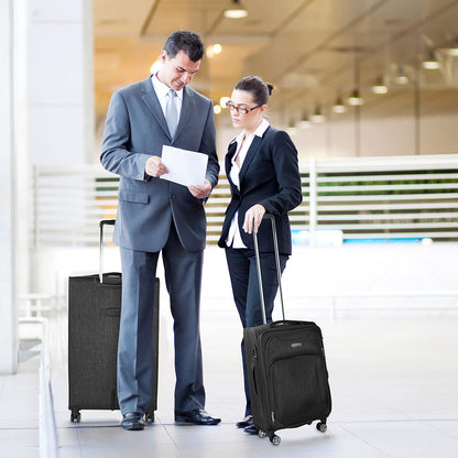 Ultra Lightweight Softside Luggage with Spinner Wheels, Set of 3, Expandable Suitcase with Retractable Handle and ID Tag, and Interlocking Zippers with TSA Lock