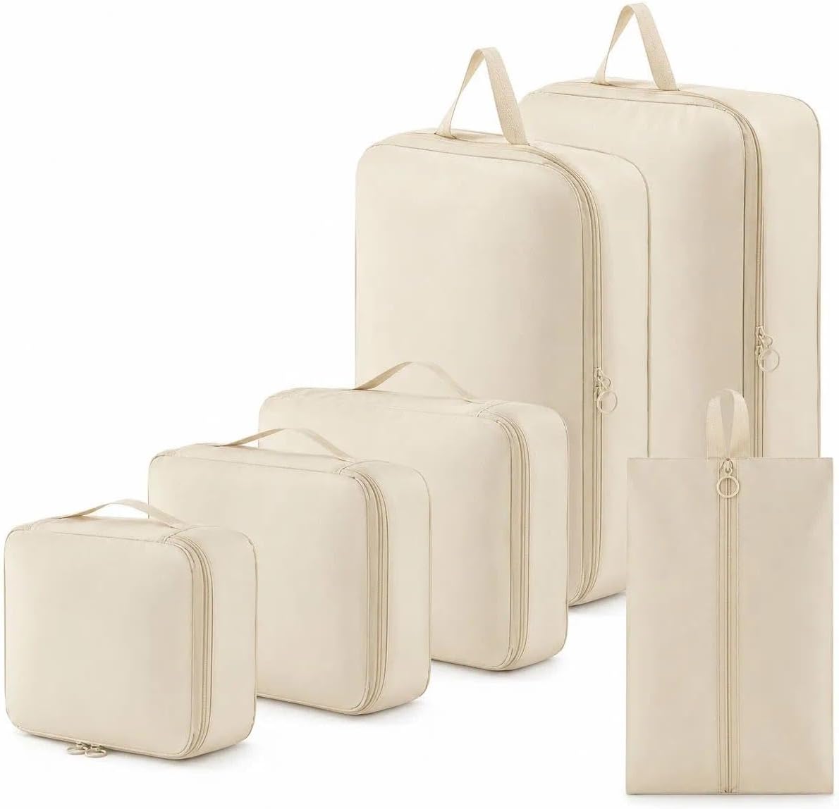 6-Piece Compression Packing Cubes, Gray Travel Organizers