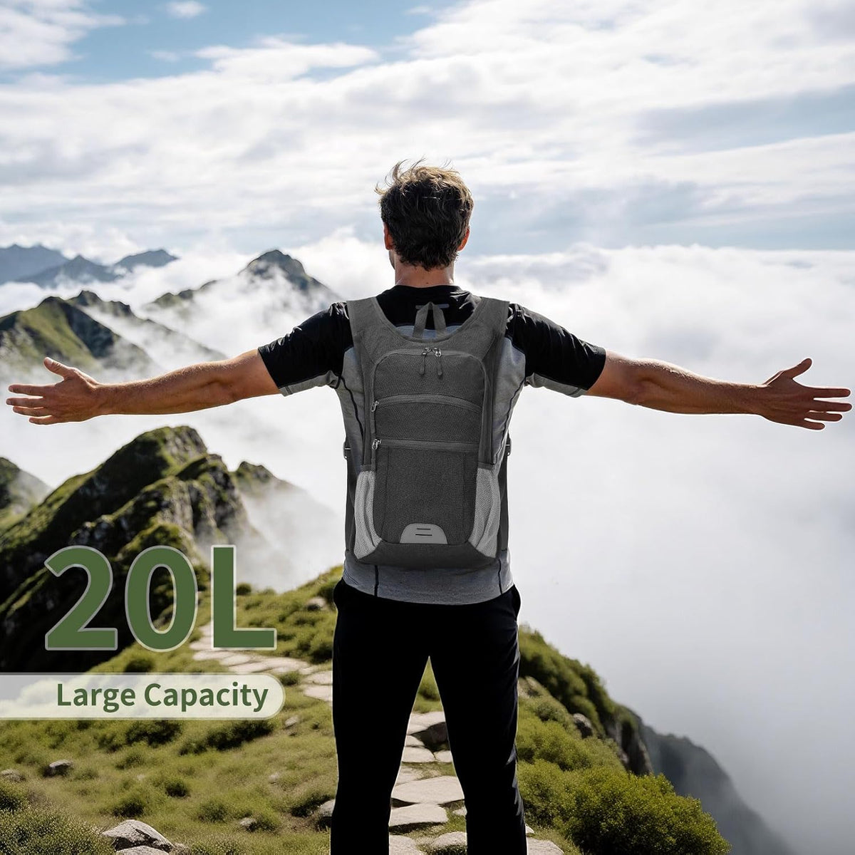 20L Lightweight Hiking Daypack, Foldable Travel Packable Backpack for Men Women for Cycling Camping Outdoor (Leaf Print)