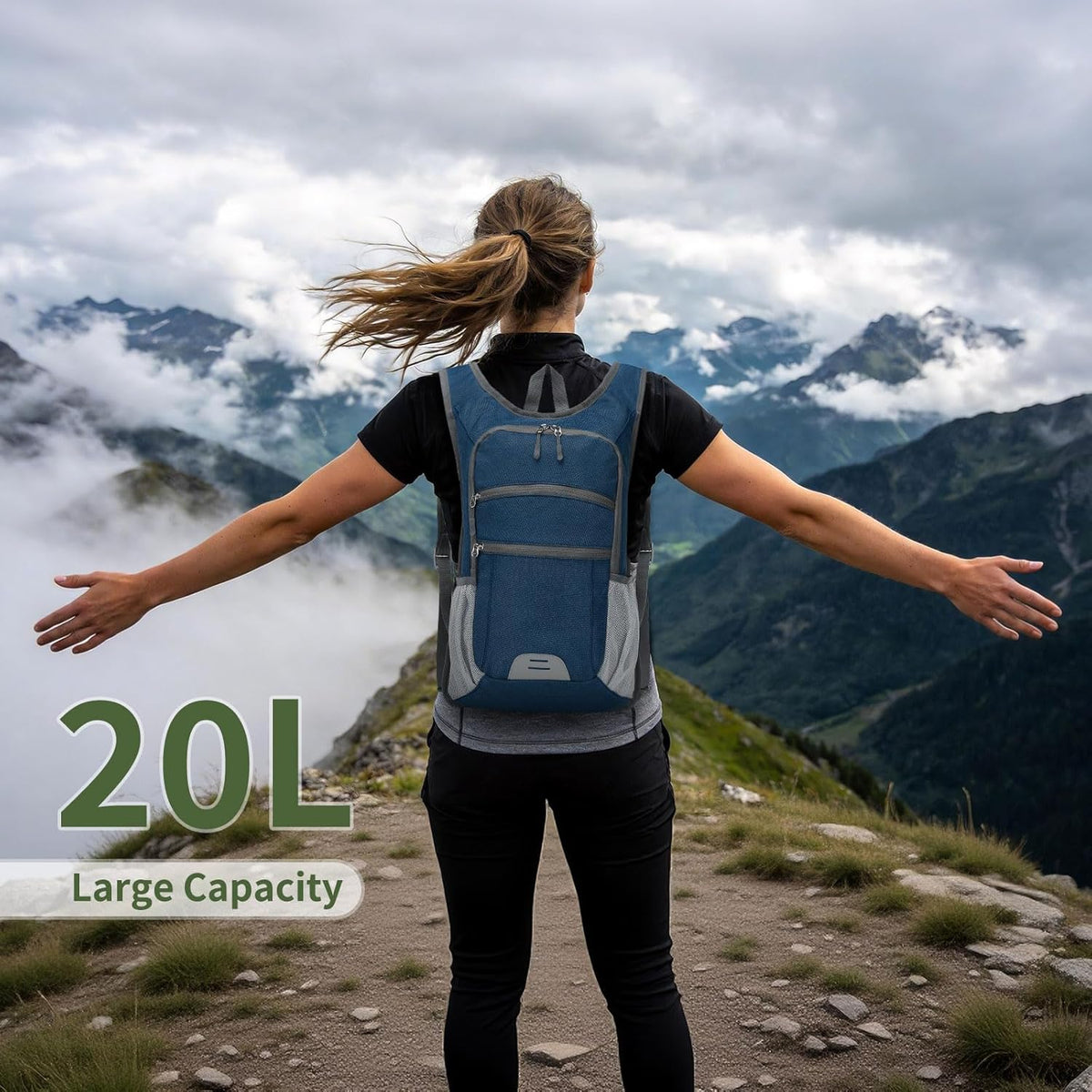 20L Lightweight Hiking Daypack, Foldable Travel Packable Backpack for Men Women for Cycling Camping Outdoor (Leaf Print)