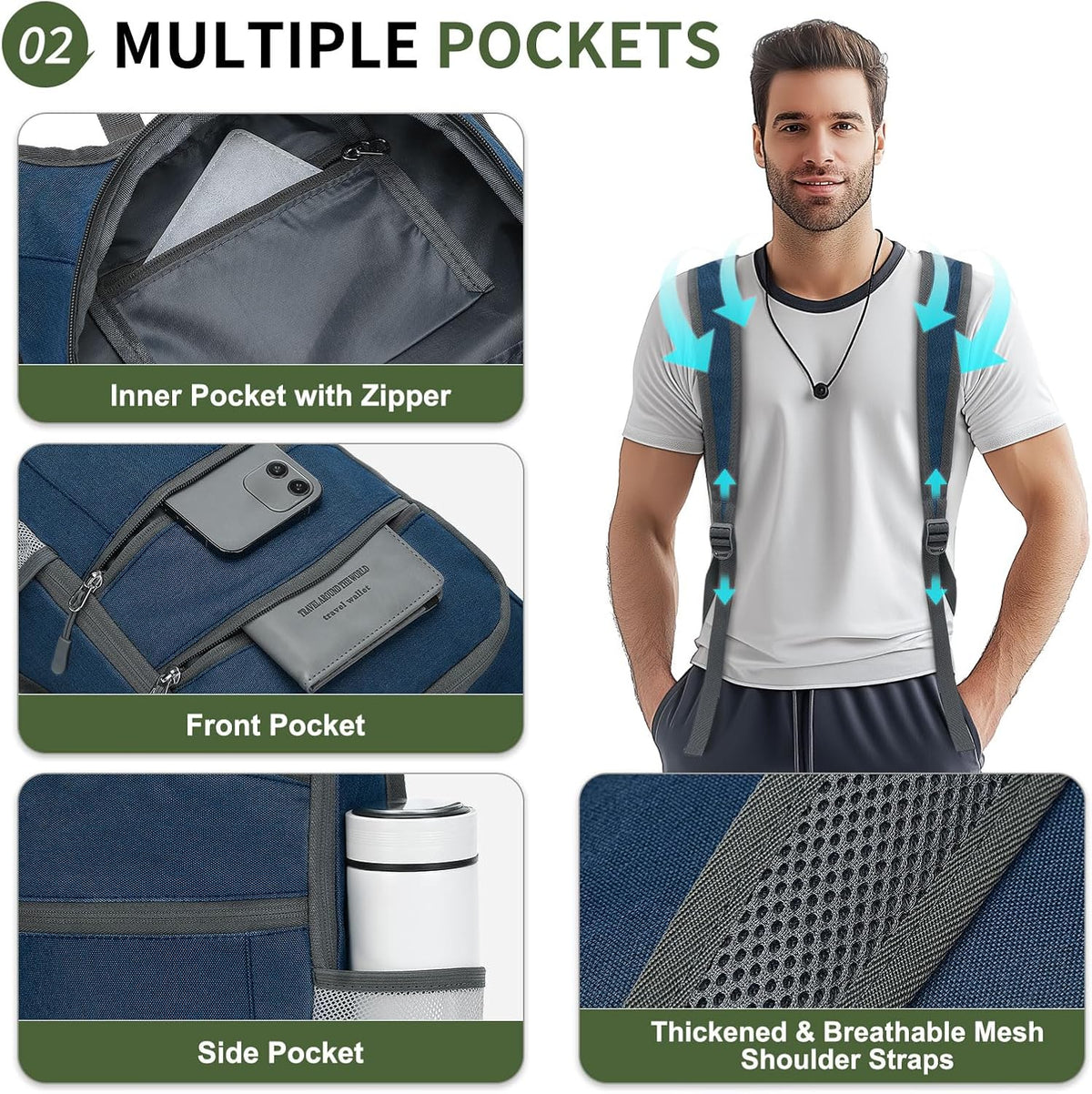 20L Lightweight Hiking Daypack, Foldable Travel Packable Backpack for Men Women for Cycling Camping Outdoor (Leaf Print)