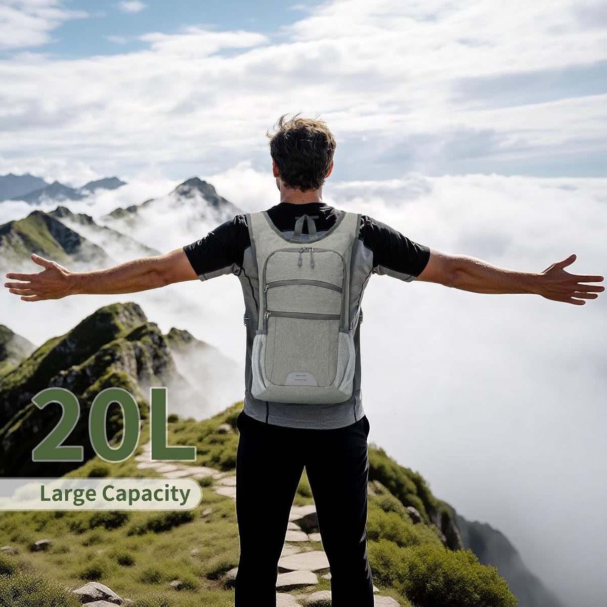 20L Lightweight Hiking Daypack, Foldable Travel Packable Backpack for Men Women for Cycling Camping Outdoor (Leaf Print)