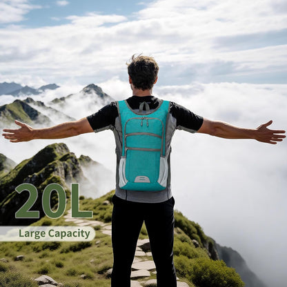 20L Lightweight Hiking Daypack, Foldable Travel Packable Backpack for Men Women for Cycling Camping Outdoor (Leaf Print)